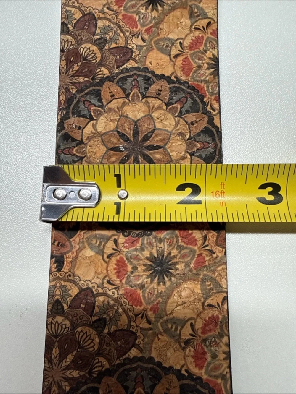 Boho Style Women’s Wide Belt OS Cork‎ Material Mandala Pattern Bohemian Hippie